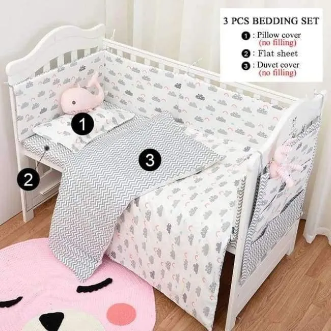 3-teiliges Bettwäscheset aus Baumwolle, modisches Kinderbettset mit Kaktus-/Flamingo-/Fuchsmuster (Bettbezug + Kissenbezug + Bettlaken)