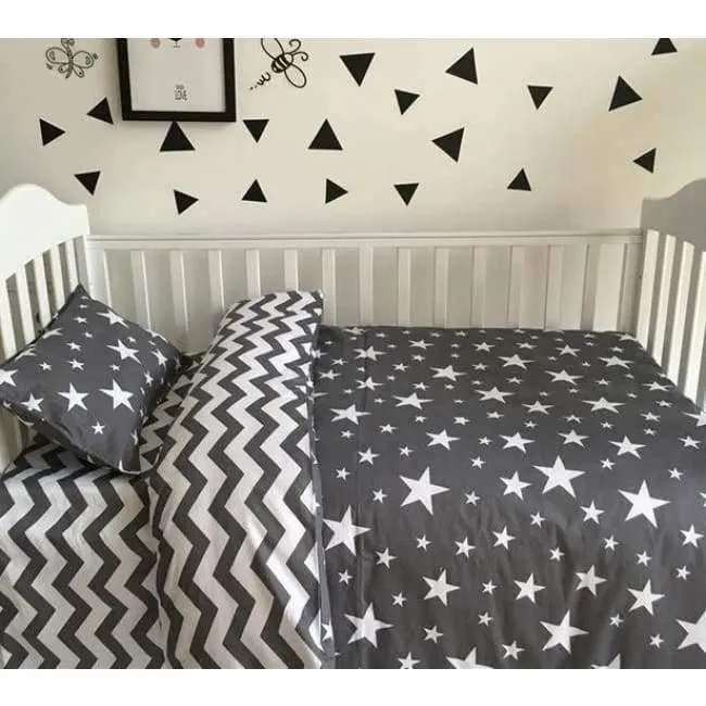 3-teiliges Set mit Bettlaken für Neugeborene, Bettbezug, Babybett, 100 % Baumwolle (Bettbezug + Laken + Kissenbezug).