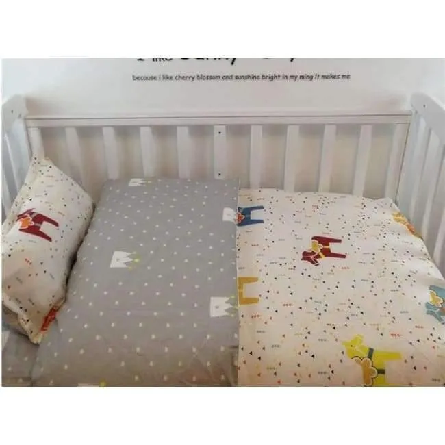 3-teiliges Set mit Bettlaken für Neugeborene, Bettbezug, Babybett, 100 % Baumwolle (Bettbezug + Laken + Kissenbezug).