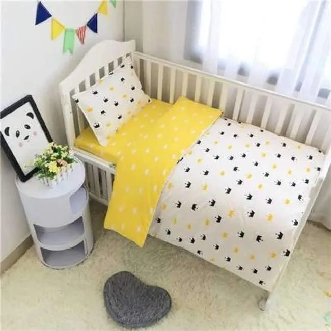 3-teiliges Set mit Bettlaken für Neugeborene, Bettbezug, Babybett, 100 % Baumwolle (Bettbezug + Laken + Kissenbezug).