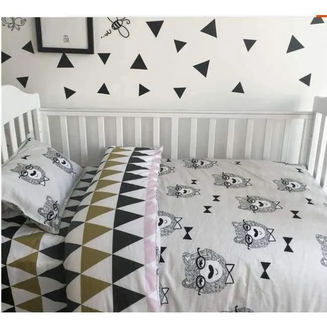 3-teiliges Set mit Bettlaken für Neugeborene, Bettbezug, Babybett, 100 % Baumwolle (Bettbezug + Laken + Kissenbezug).