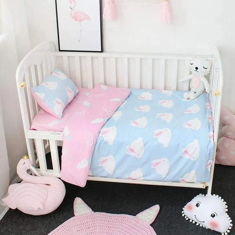 3-teiliges Baby-Bettwäscheset aus reiner Baumwolle mit Cartoon-Muster, Bettwäscheset für Kinderbett, inklusive Kissenbezug, Bettlaken, Bettbezug ohne Füllstoff