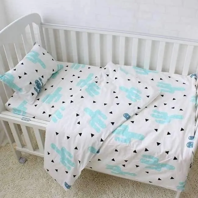 3-teiliges Baby-Bettwäscheset aus reiner Baumwolle mit Cartoon-Muster, Bettwäscheset für Kinderbett, inklusive Kissenbezug, Bettlaken, Bettbezug ohne Füllstoff