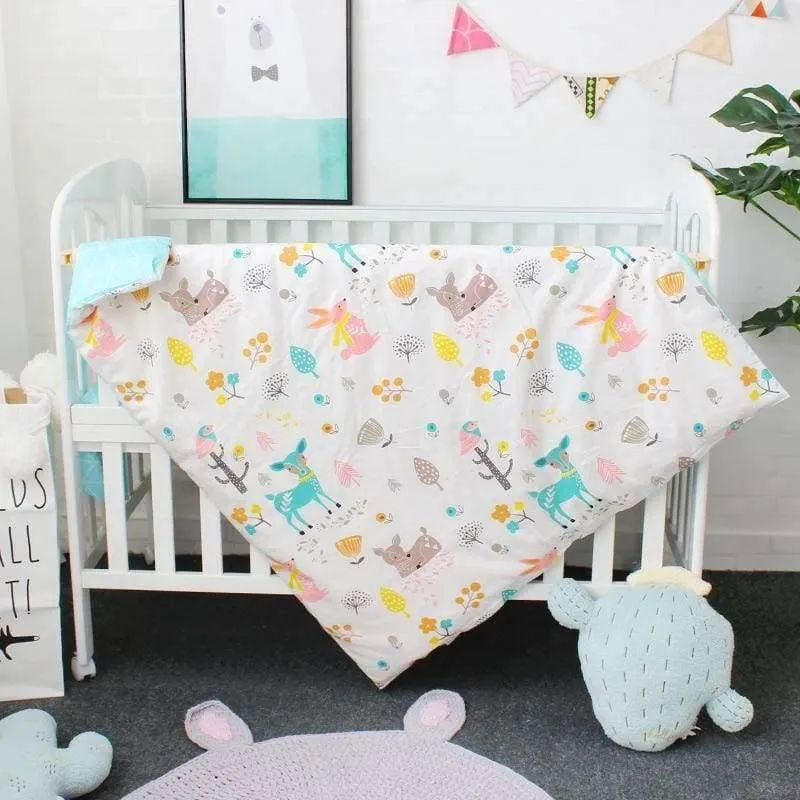 3-teiliges Baby-Bettwäscheset aus reiner Baumwolle mit Cartoon-Muster, Bettwäscheset für Kinderbett, inklusive Kissenbezug, Bettlaken, Bettbezug ohne Füllstoff