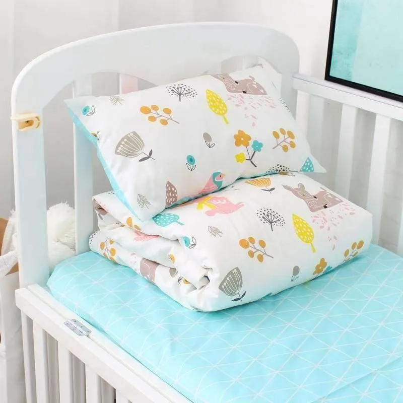 3-teiliges Baby-Bettwäscheset aus reiner Baumwolle mit Cartoon-Muster, Bettwäscheset für Kinderbett, inklusive Kissenbezug, Bettlaken, Bettbezug ohne Füllstoff