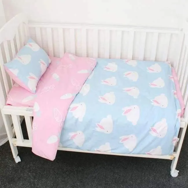3-teiliges Baby-Bettwäscheset aus reiner Baumwolle mit Cartoon-Muster, Bettwäscheset für Kinderbett, inklusive Kissenbezug, Bettlaken, Bettbezug ohne Füllstoff