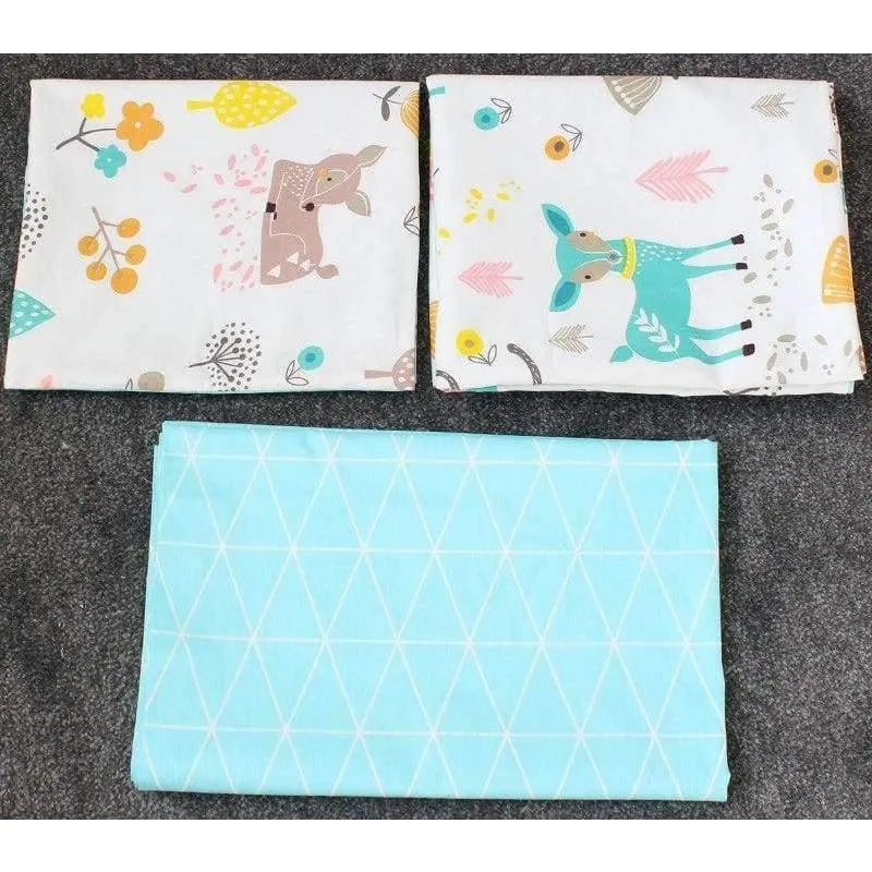 3-teiliges Baby-Bettwäscheset aus reiner Baumwolle mit Cartoon-Muster, Bettwäscheset für Kinderbett, inklusive Kissenbezug, Bettlaken, Bettbezug ohne Füllstoff
