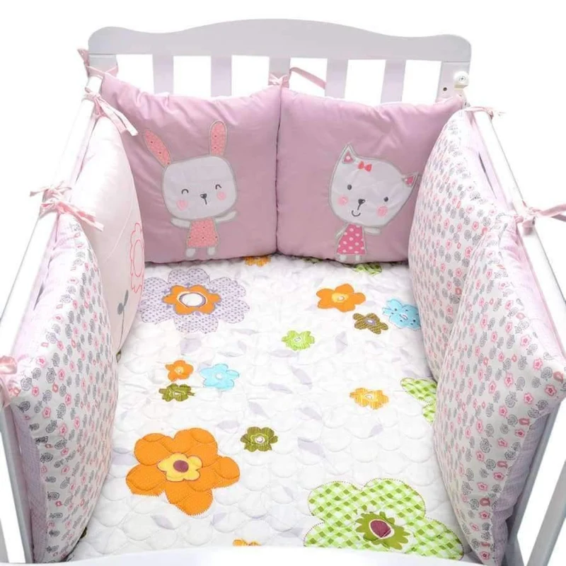 6 Teile/los Baby Bett Stoßfänger in der Krippe Kaninchen Blumen Baby Bettwäsche Stoßfänger Bett Atmungsaktive Krippe Stoßfänger für Baby Mädchen Jungen