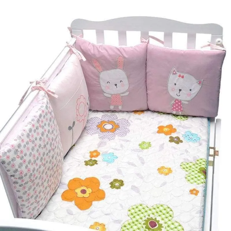 6 Teile/los Baby Bett Stoßfänger in der Krippe Kaninchen Blumen Baby Bettwäsche Stoßfänger Bett Atmungsaktive Krippe Stoßfänger für Baby Mädchen Jungen