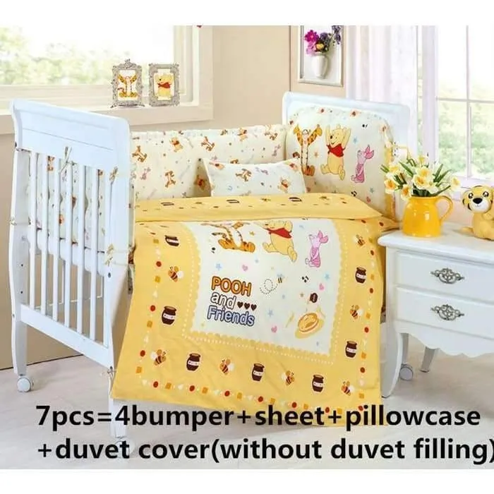 6/7-tlg. Babybettwäscheset, Babybettwäscheset, Babybettwäscheset, Stoßfänger für Mädchen und Jungen, Tier-Baby-Bettwäsche-Sets, 120*60/120*70cm