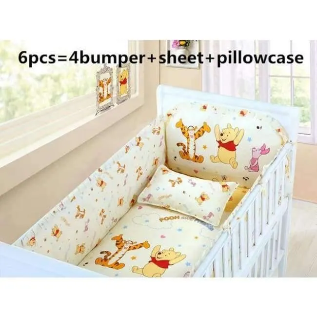 6/7-tlg. Babybettwäscheset, Babybettwäscheset, Babybettwäscheset, Stoßfänger für Mädchen und Jungen, Tier-Baby-Bettwäsche-Sets, 120*60/120*70cm