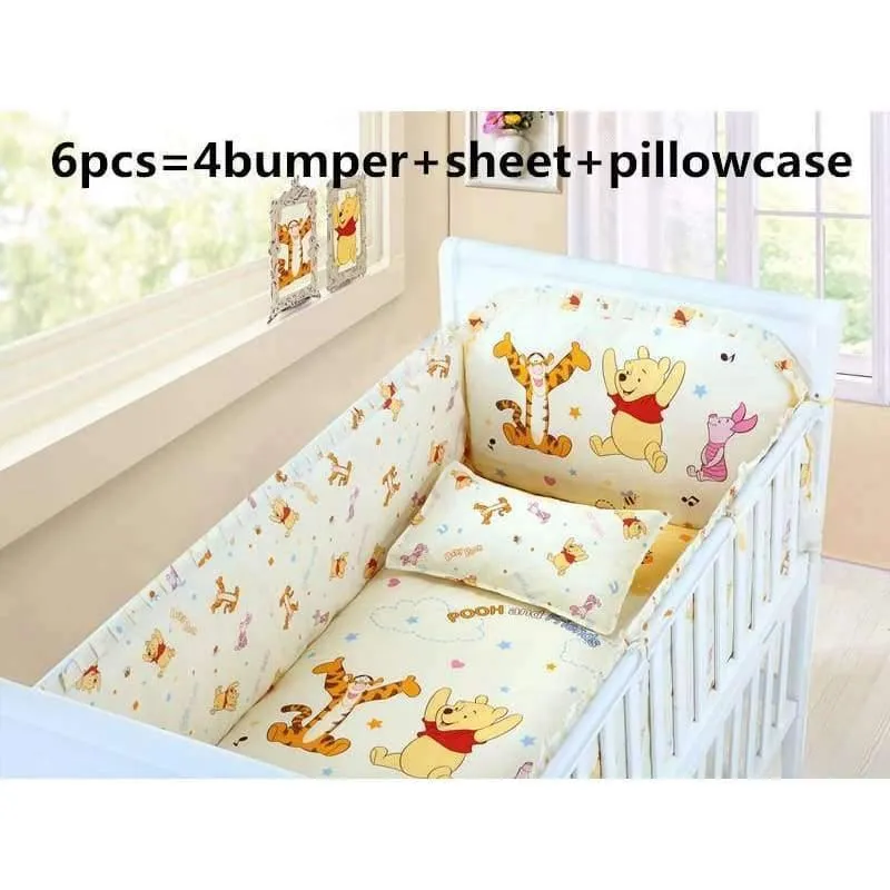 6/7-tlg. Babybettwäscheset, Babybettwäscheset, Babybettwäscheset, Stoßfänger für Mädchen und Jungen, Tier-Baby-Bettwäsche-Sets, 120*60/120*70cm