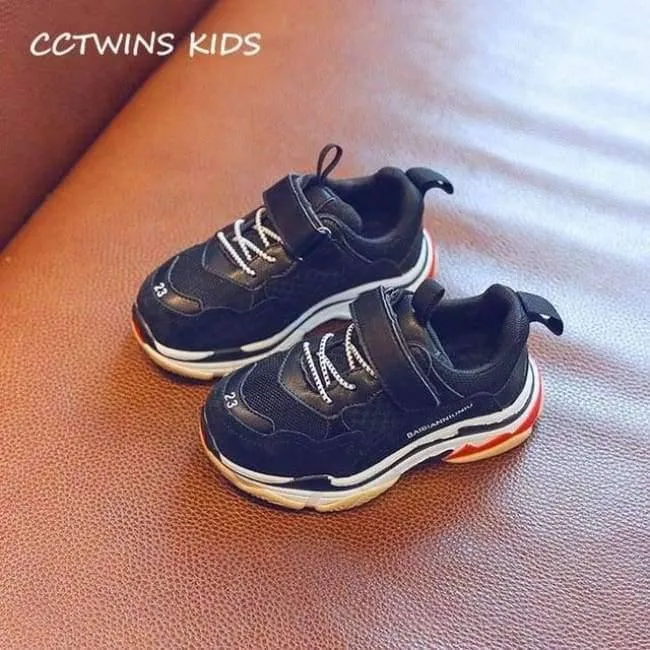 Spring Children Black Casual Shoe Baby Girl Fashion Sport Sneaker Toddler Boy White Mesh Trainer F2179
