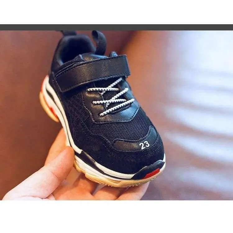 Spring Children Black Casual Shoe Baby Girl Fashion Sport Sneaker Toddler Boy White Mesh Trainer F2179