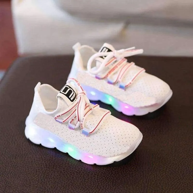 Modische Schnürschuhe für Jungen und Mädchen, leuchtende, leuchtende Turnschuhe für Kinder, atmungsaktiv, heiße Verkäufe für Kinder, Babyschuhe