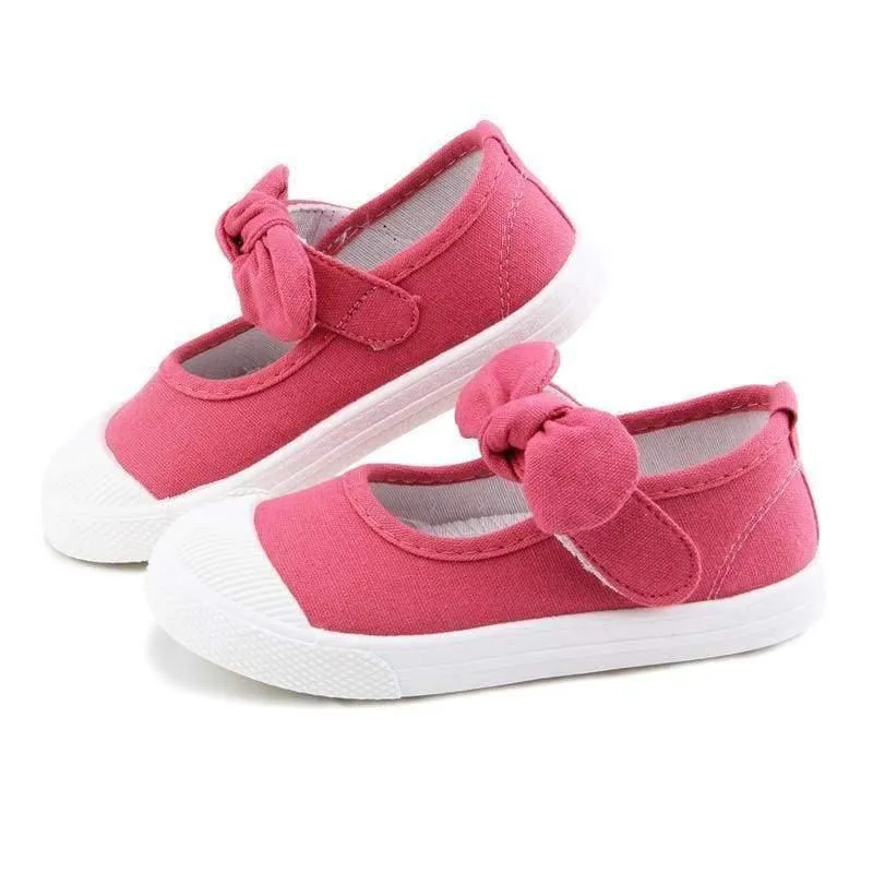Baby Mädchen Schuhe Leinwand Casual Kinder Schuhe Mit Bowtie Bogen-knoten Solide Candy Farbe Mädchen Turnschuhe Kinder Weiche Schuhe 21-30