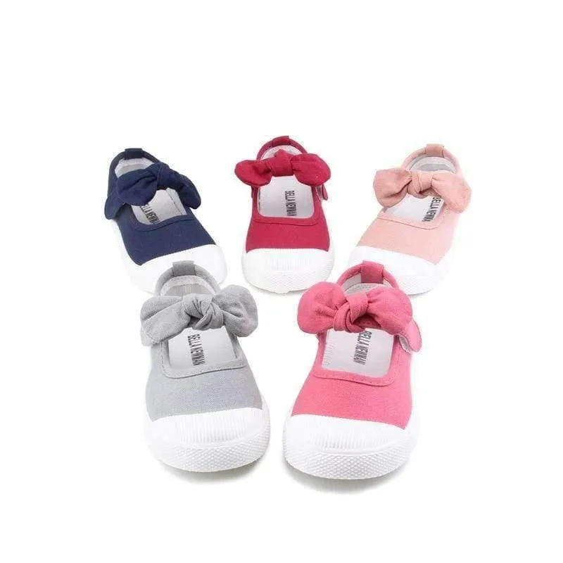 Baby Mädchen Schuhe Leinwand Casual Kinder Schuhe Mit Bowtie Bogen-knoten Solide Candy Farbe Mädchen Turnschuhe Kinder Weiche Schuhe 21-30