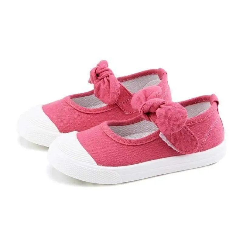 Baby Mädchen Schuhe Leinwand Casual Kinder Schuhe Mit Bowtie Bogen-knoten Solide Candy Farbe Mädchen Turnschuhe Kinder Weiche Schuhe 21-30