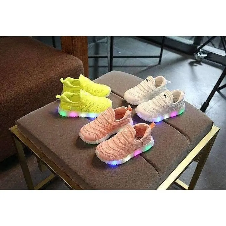 Coole, weiche, süße Baby-Kleinkind-Slipper für Frühling/Herbst. Schöne Baby-Laufschuhe mit LED-Beleuchtung, Glitzer-Schuhe für Mädchen und Jungen