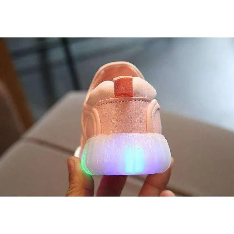 Coole, weiche, süße Baby-Kleinkind-Slipper für Frühling/Herbst. Schöne Baby-Laufschuhe mit LED-Beleuchtung, Glitzer-Schuhe für Mädchen und Jungen