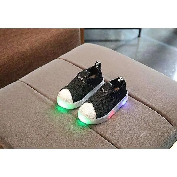 Unisexmädchenjungen beschuht LED beleuchtete Qualitätskindturnschuhe, die breathable Babykindschuhe shinning sind