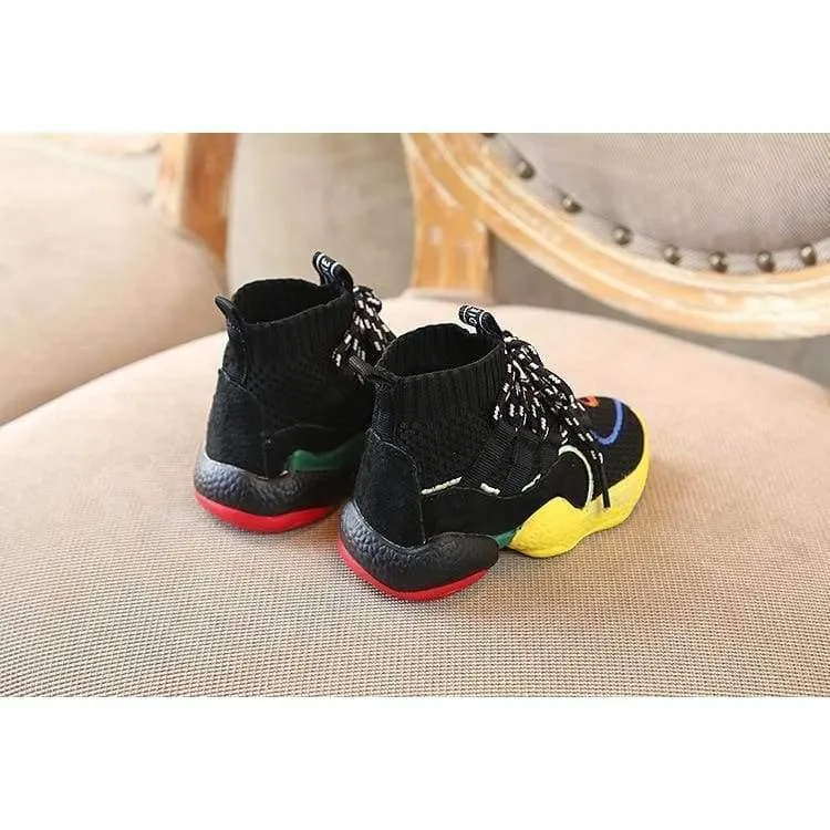 Herbst Kinder schwarz lässig Trainer Baby Boy Marke High Top Sneaker Mädchen Mode Sport Schuh FH2215
