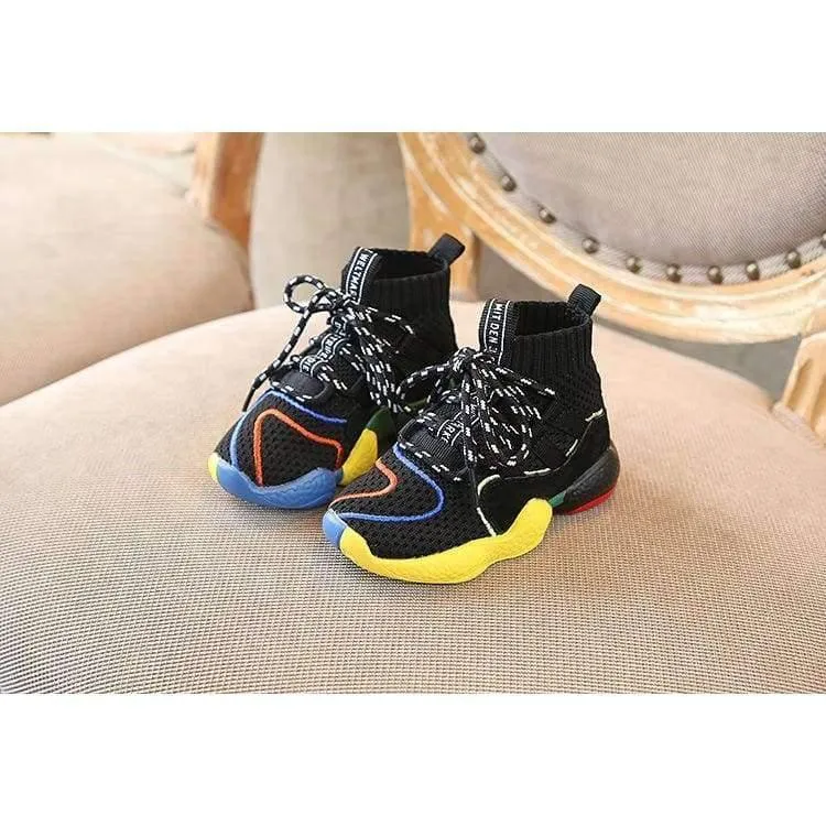 Herbst Kinder schwarz lässig Trainer Baby Boy Marke High Top Sneaker Mädchen Mode Sport Schuh FH2215