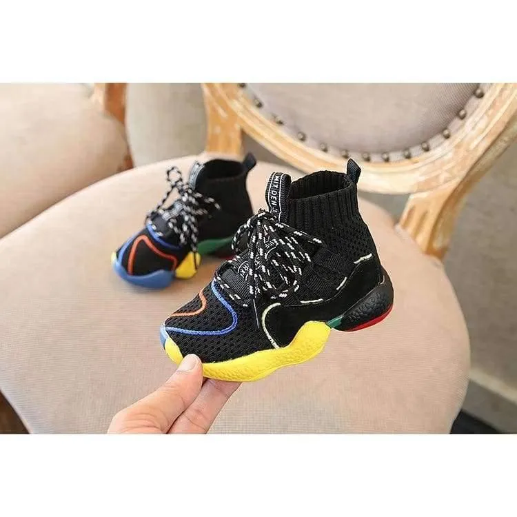 Herbst Kinder schwarz lässig Trainer Baby Boy Marke High Top Sneaker Mädchen Mode Sport Schuh FH2215