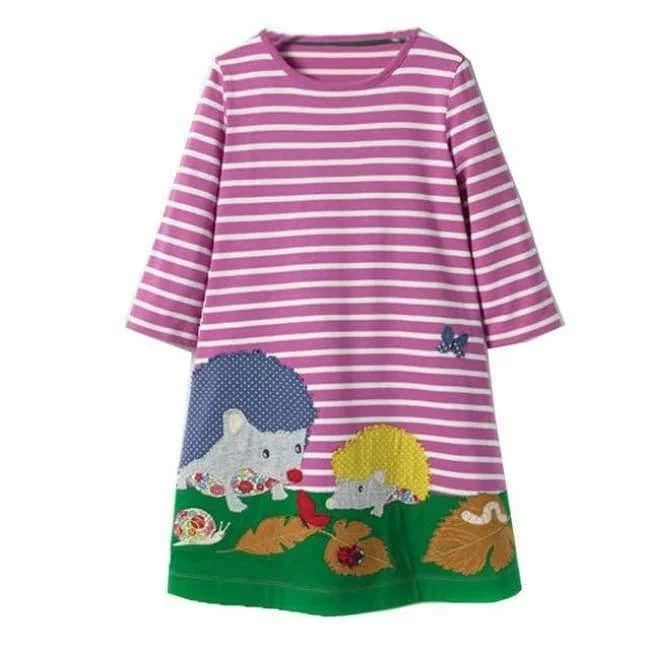 Mädchen Kleid mit Tierapplikationen Langarm Prinzessin Kleid Kinder Kostüm Robe Fille Kinder Party Kleider Baby Mädchen Kleidung