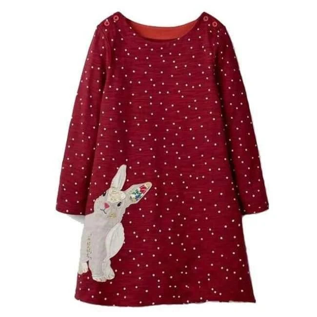 Mädchen Kleid mit Tierapplikationen Langarm Prinzessin Kleid Kinder Kostüm Robe Fille Kinder Party Kleider Baby Mädchen Kleidung