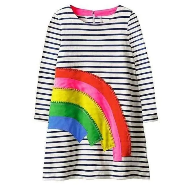 Mädchen Kleid mit Tierapplikationen Langarm Prinzessin Kleid Kinder Kostüm Robe Fille Kinder Party Kleider Baby Mädchen Kleidung