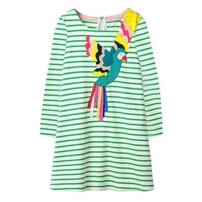 Mädchen Kleid mit Tierapplikationen Langarm Prinzessin Kleid Kinder Kostüm Robe Fille Kinder Party Kleider Baby Mädchen Kleidung