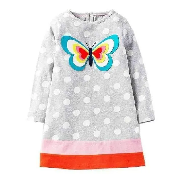 Mädchen Kleid mit Tierapplikationen Langarm Prinzessin Kleid Kinder Kostüm Robe Fille Kinder Party Kleider Baby Mädchen Kleidung