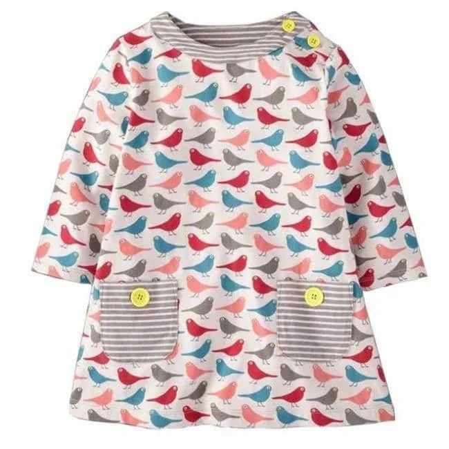 Mädchen Kleid mit Tierapplikationen Langarm Prinzessin Kleid Kinder Kostüm Robe Fille Kinder Party Kleider Baby Mädchen Kleidung