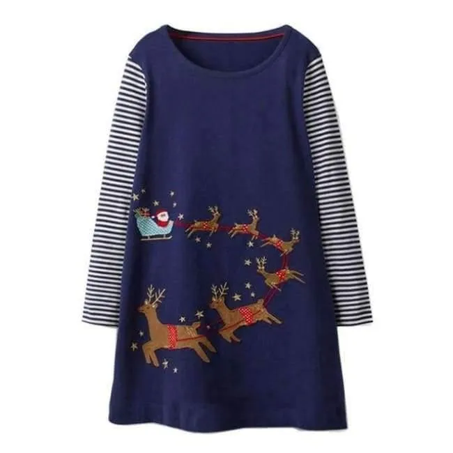 Mädchen Kleid mit Tierapplikationen Langarm Prinzessin Kleid Kinder Kostüm Robe Fille Kinder Party Kleider Baby Mädchen Kleidung