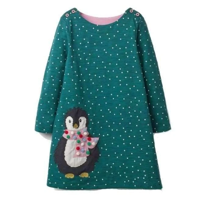 Mädchen Kleid mit Tierapplikationen Langarm Prinzessin Kleid Kinder Kostüm Robe Fille Kinder Party Kleider Baby Mädchen Kleidung