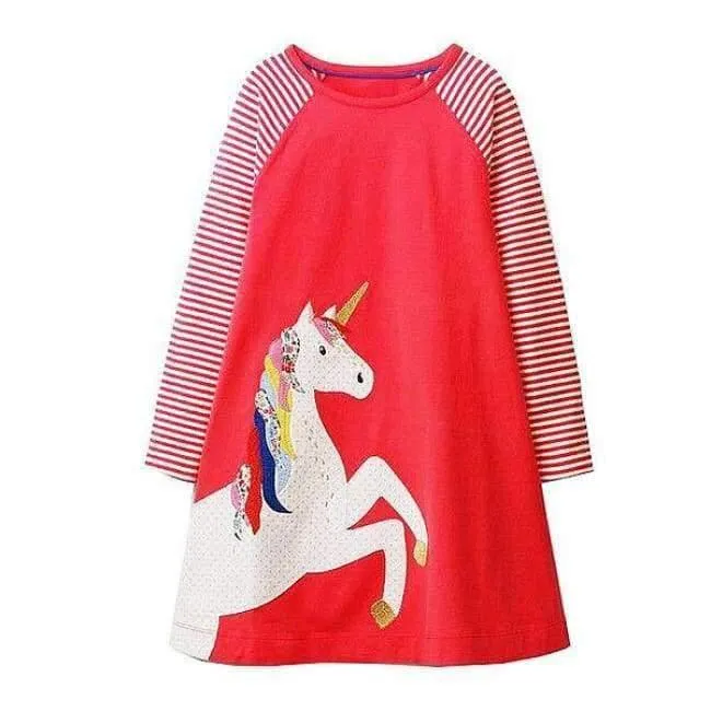 Mädchen Kleid mit Tierapplikationen Langarm Prinzessin Kleid Kinder Kostüm Robe Fille Kinder Party Kleider Baby Mädchen Kleidung
