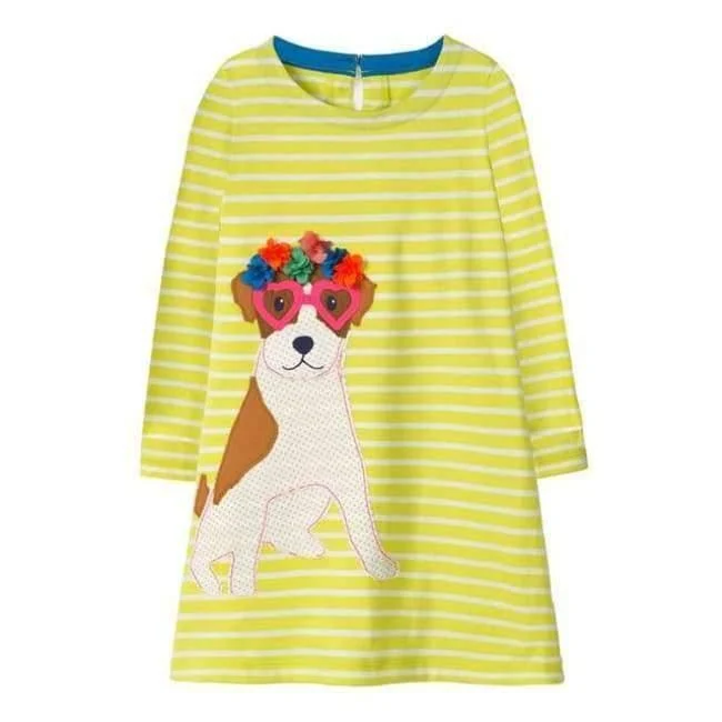 Mädchen Kleid mit Tierapplikationen Langarm Prinzessin Kleid Kinder Kostüm Robe Fille Kinder Party Kleider Baby Mädchen Kleidung
