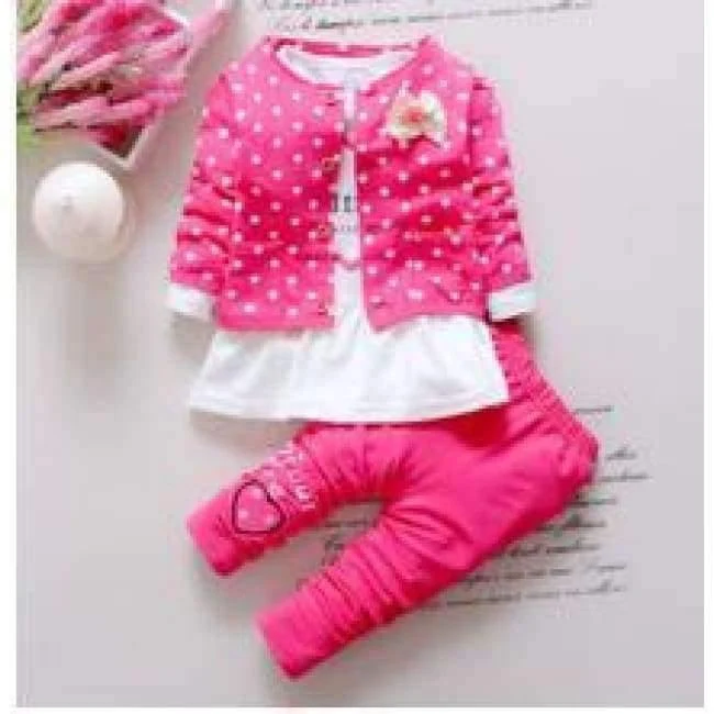 Kinder Frühling Baby Mädchen Kleidung Sets Welle Punkt Kleidung Set Baby Mädchen Baumwolle Kleidung Anzug Childern Cartoon 3 Stücke Anzug
