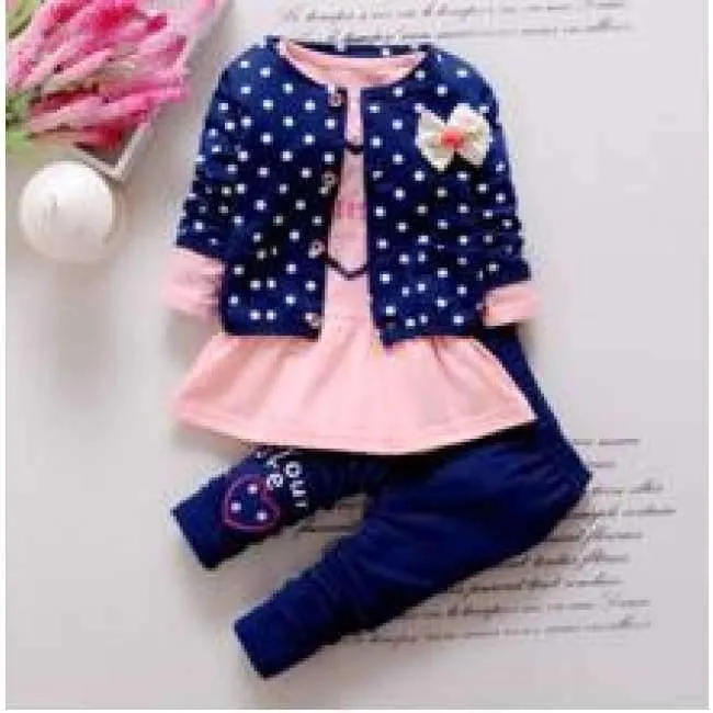 Kinder Frühling Baby Mädchen Kleidung Sets Welle Punkt Kleidung Set Baby Mädchen Baumwolle Kleidung Anzug Childern Cartoon 3 Stücke Anzug