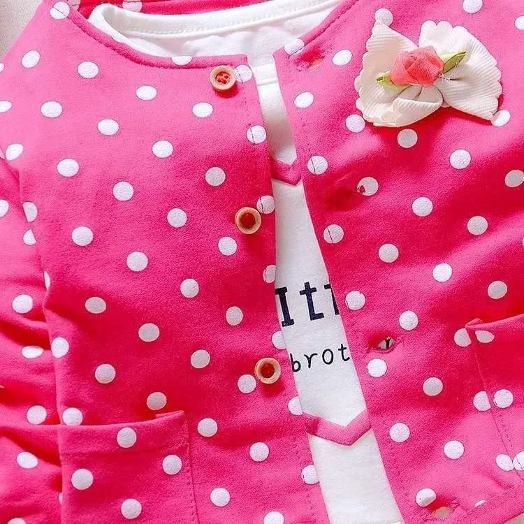 Kinder Frühling Baby Mädchen Kleidung Sets Welle Punkt Kleidung Set Baby Mädchen Baumwolle Kleidung Anzug Childern Cartoon 3 Stücke Anzug