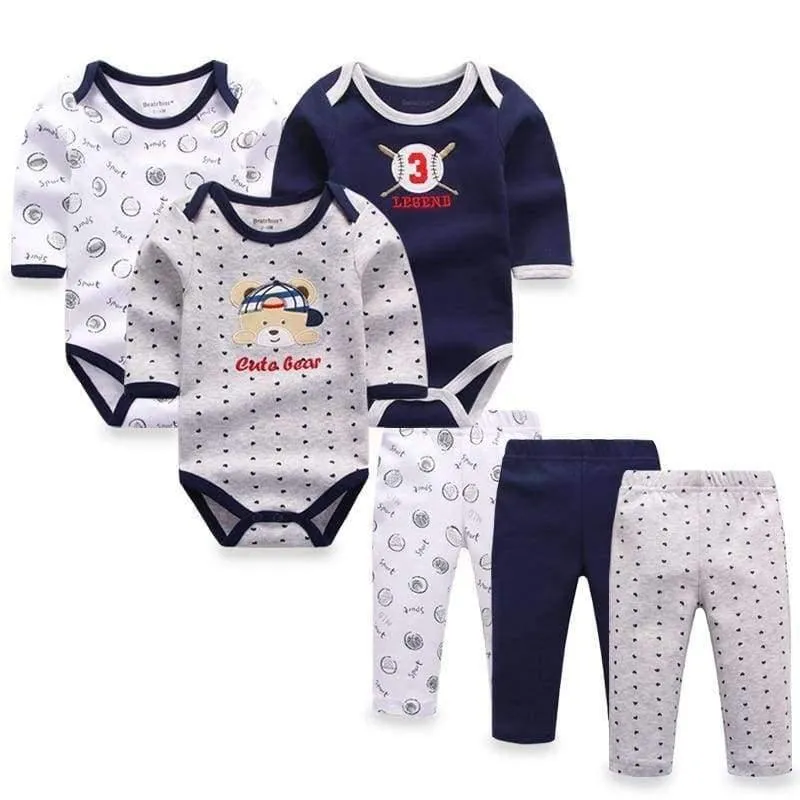 6pcs / lot Baby Mädchen Kleidung Neugeborenen Kleinkind Säuglings Herbst / Frühling Baumwolle Baby Strampler + Baby Hosen Baby Kleidung Sets
