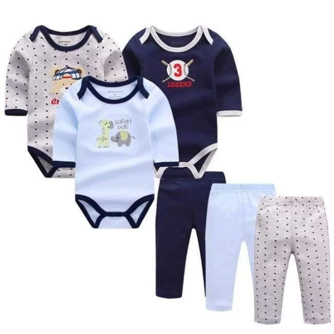 6pcs / lot Baby Mädchen Kleidung Neugeborenen Kleinkind Säuglings Herbst / Frühling Baumwolle Baby Strampler + Baby Hosen Baby Kleidung Sets