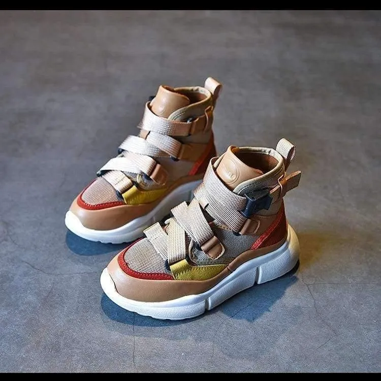 Herbst Kinder High Top Sneaker Baby Boy Pu Leder Schuh Girll Fashion Sport Casual Trainer FH2244