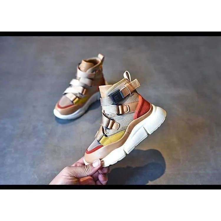 Herbst Kinder High Top Sneaker Baby Boy Pu Leder Schuh Girll Fashion Sport Casual Trainer FH2244
