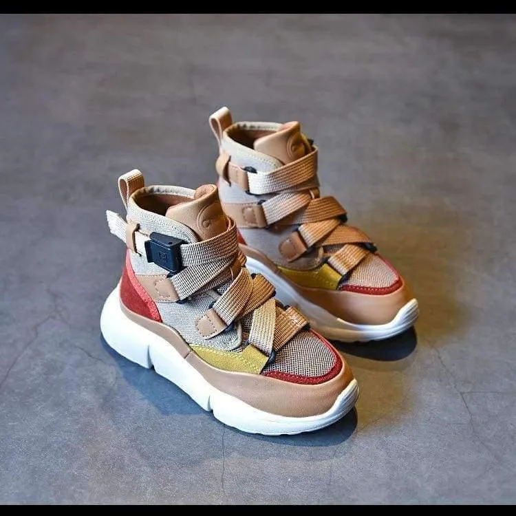 Herbst Kinder High Top Sneaker Baby Boy Pu Leder Schuh Girll Fashion Sport Casual Trainer FH2244