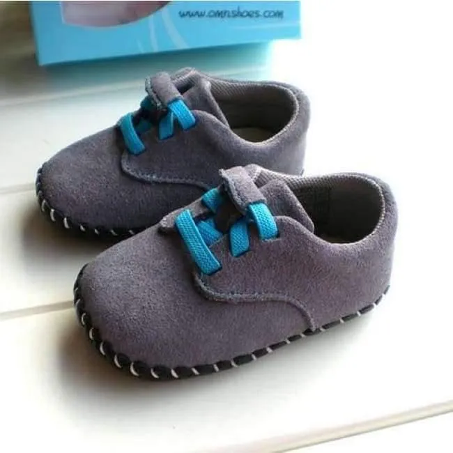 Echtes Leder Schuhe Indoor Baby Schuhe Jungen Mädchen Weiche Anti-skid Kleinkind Schuhe Mode Hellblau Lauflernschuhe