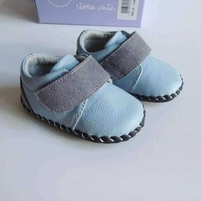 Echtes Leder Schuhe Indoor Baby Schuhe Jungen Mädchen Weiche Anti-skid Kleinkind Schuhe Mode Hellblau Lauflernschuhe