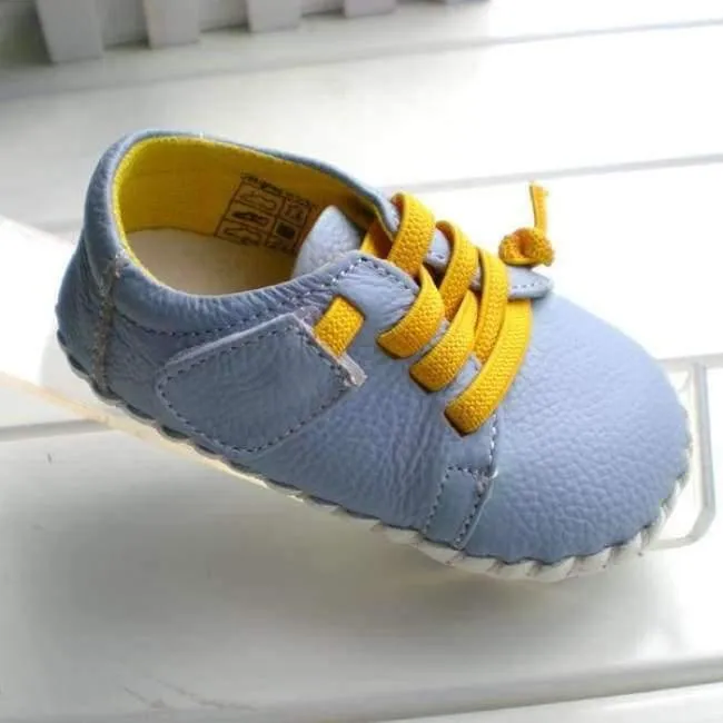Echtes Leder Schuhe Indoor Baby Schuhe Jungen Mädchen Weiche Anti-skid Kleinkind Schuhe Mode Hellblau Lauflernschuhe