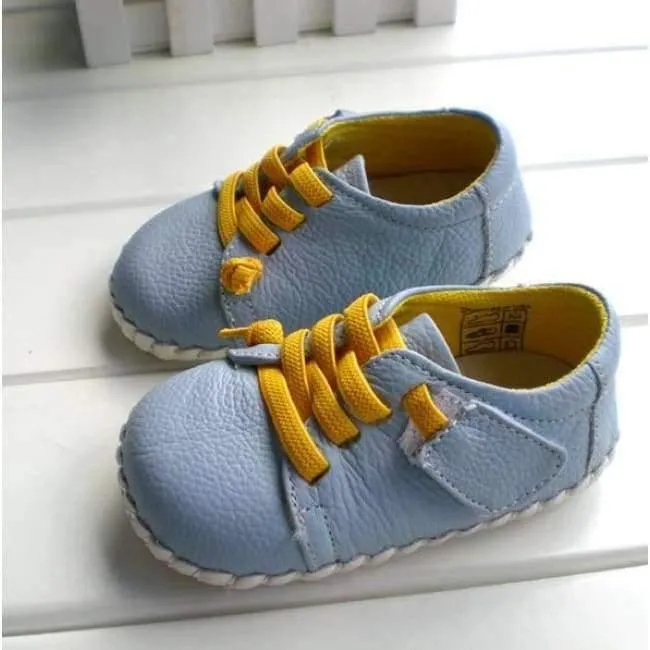Echtes Leder Schuhe Indoor Baby Schuhe Jungen Mädchen Weiche Anti-skid Kleinkind Schuhe Mode Hellblau Lauflernschuhe